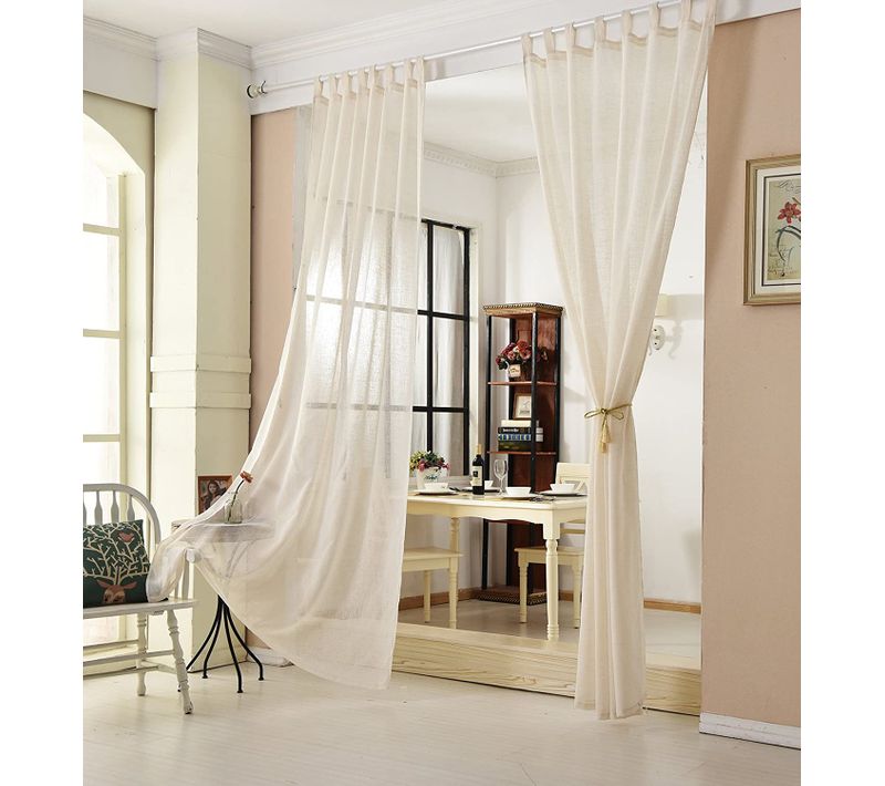 2 Pièce Rideau Voilage. Décoration Pour Fenêtre. Suspension à Pattes. 140x225 Cm. Crème. Vh5864cm-2