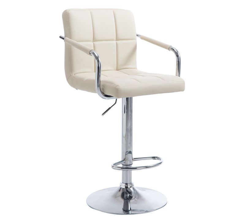 Tabouret De Bar Lucy V2  En Similicuir Avec Piètement En Métal Crème/chrome