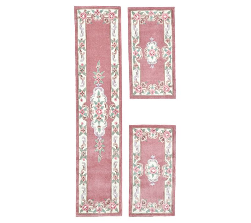Tapis Tufté Main Avec Bordure En Design Aubusson - Ming 70x600 Cm - Rose