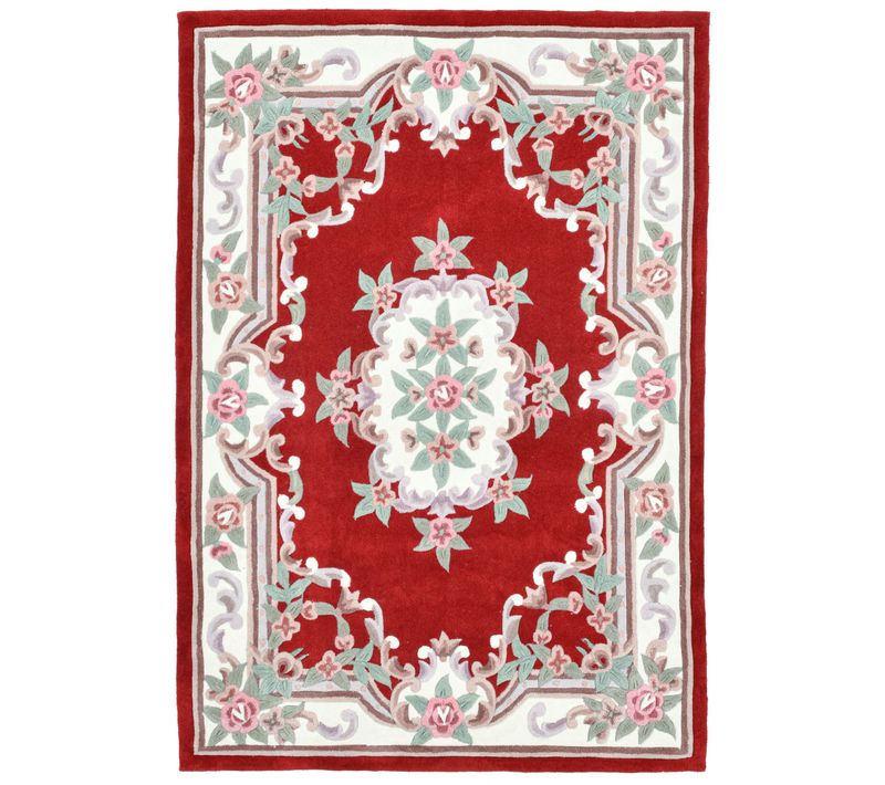 Tapis Tufté Main Avec Bordure En Design Aubusson - Ming 240x340 Cm - Rouge