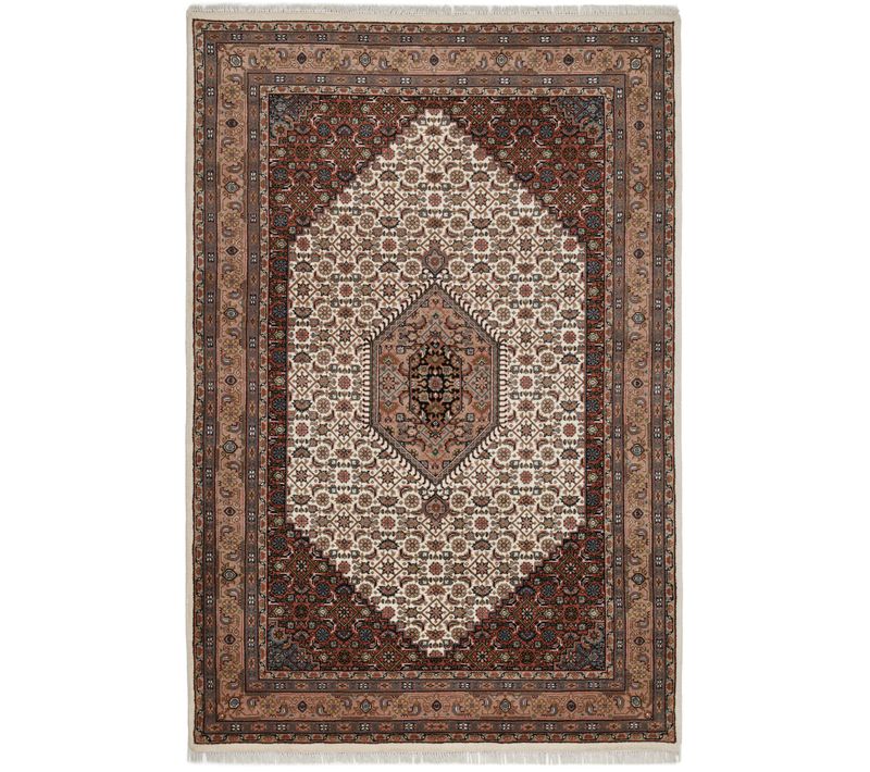 Tapis D'orient Noué à La Main Benares 200x300 Cm - Crème
