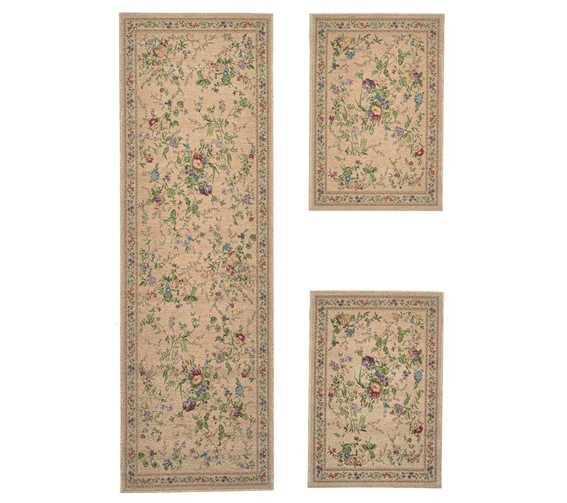 Tapis Floral Tissé Plat Flomi 70x400 Cm - Beige