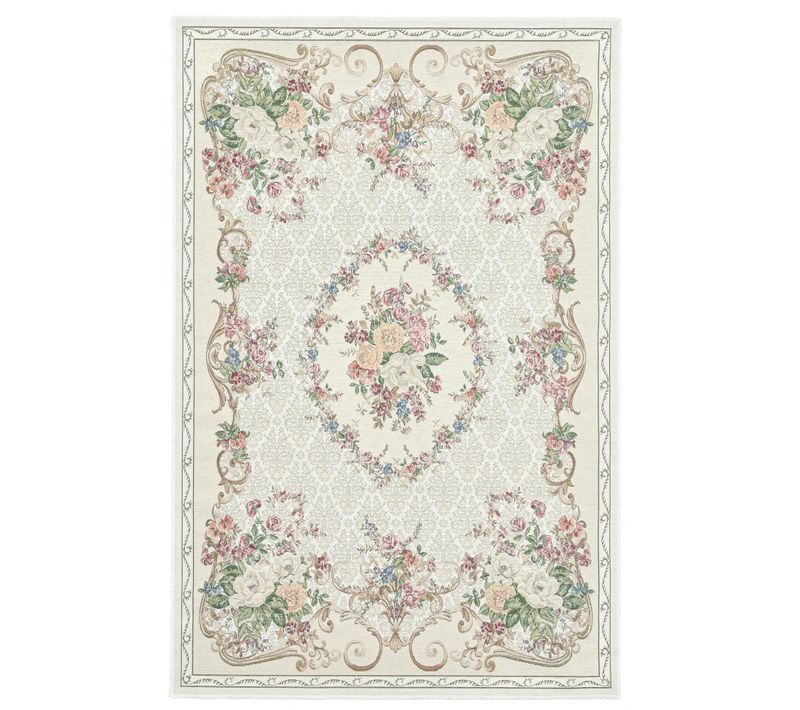 Tapis Floral Tissé Plat Flomi 160x230 Cm - Beige