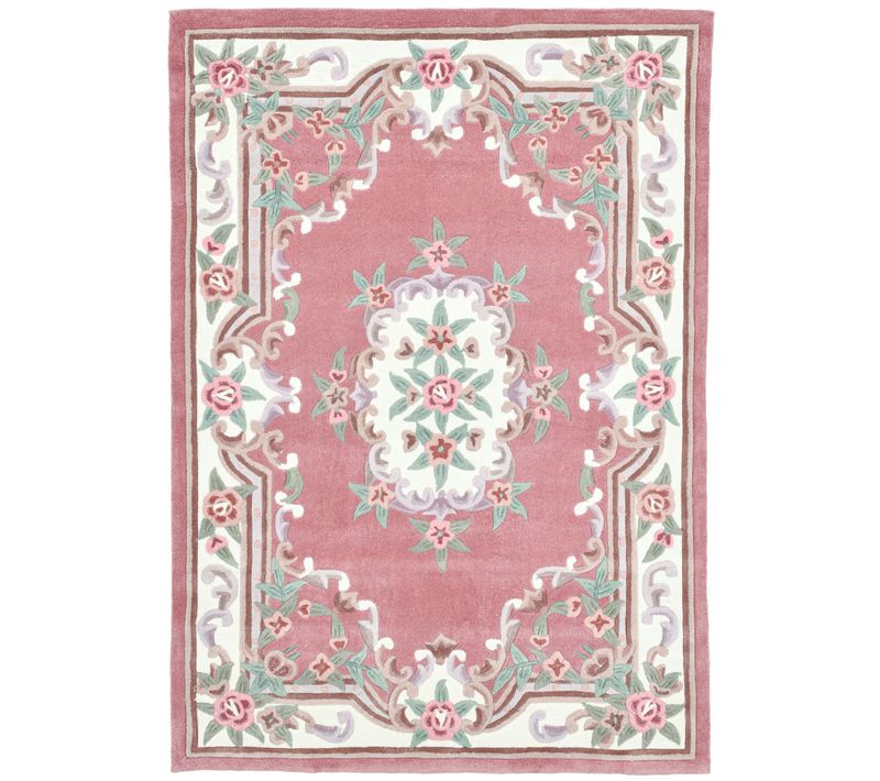 Tapis Tufté Main Avec Bordure En Design Aubusson - Ming 290x390 Cm - Rose