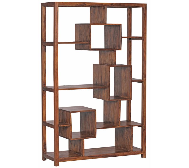 Bibliothèque 115x180 Cm Bois Massif Étagère Ouverte XXL Indépendante