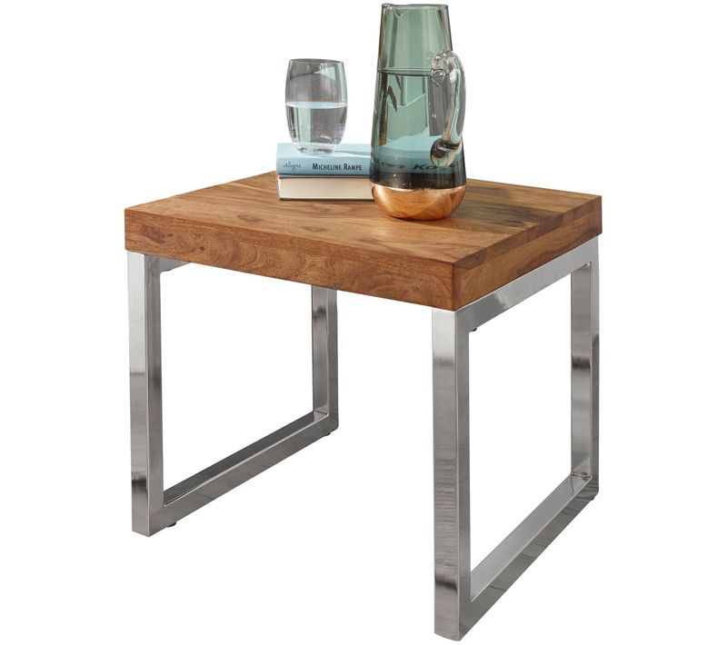 Table D'appoint Bois Massif 45x40x45cm Bout De Canapé Table De Salon