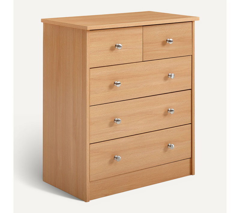 Commode 60x70x35cm Avec 5 Tiroirs Bois Étagère Fermée