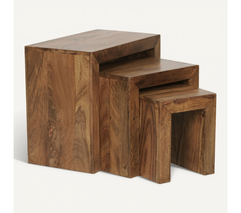 Tables Gigogne Bois Massif Table D'appoint Lot De 3 Table Basse Ensemble
