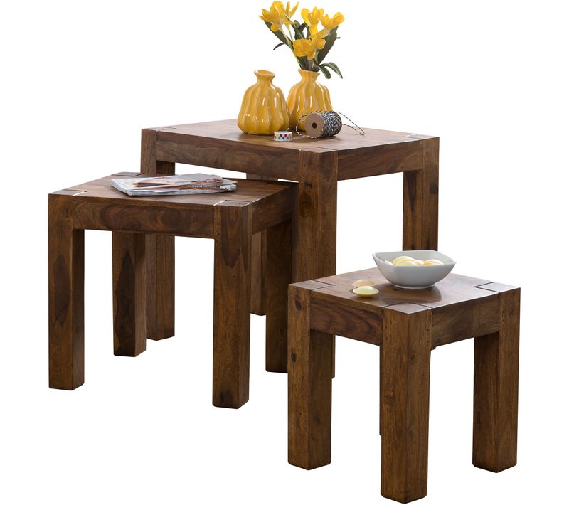 Tables Gigogne Bois Massif Table D'appoint Lot De 3 Table Basse Ensemble Sheesham