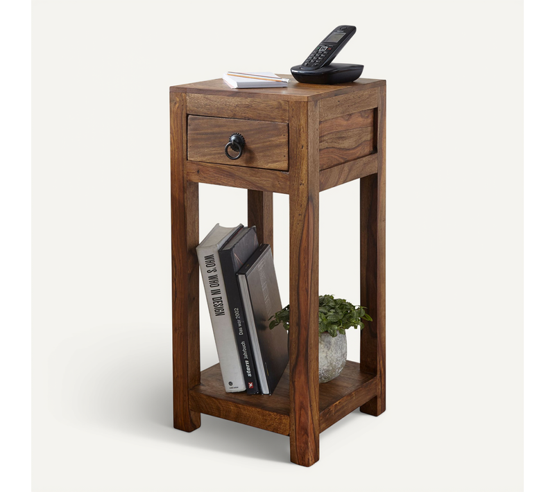 Table D'appoint Bois Massif 30x68x30 Cm Bout De Canapé Table De Téléphone