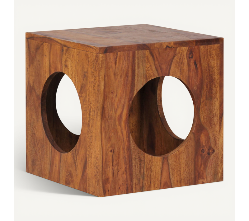 Table D'appoint Bois Massif 35x35x35cm Bout De Canapé Table De Salon