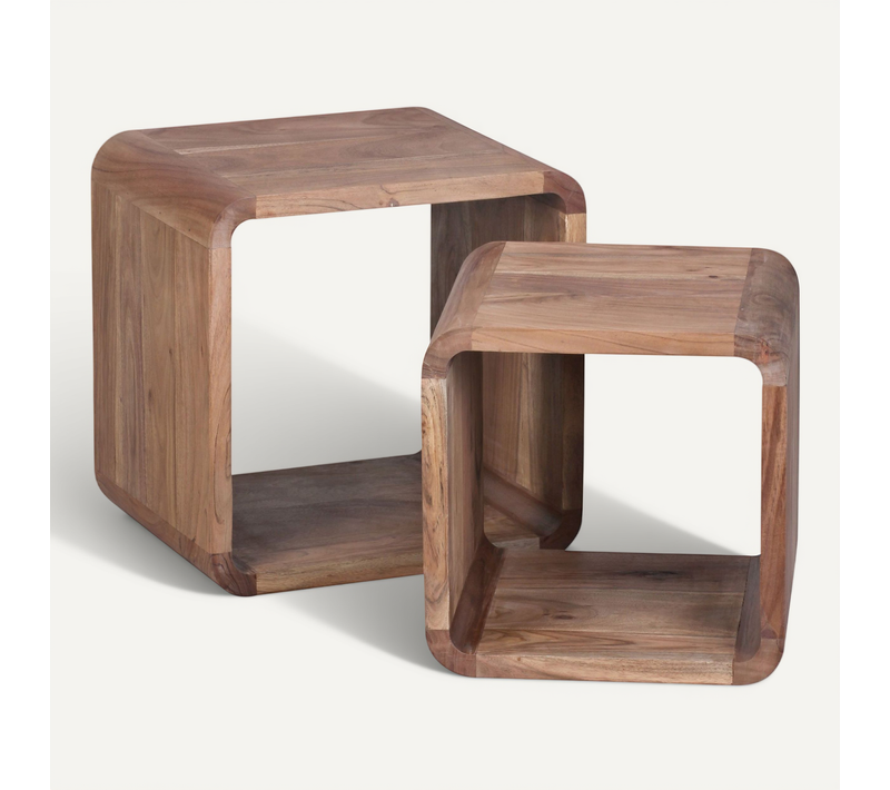 Table D'appoint Lot De 2 Bois Massif Table Gigogne Basse Salon Moderne