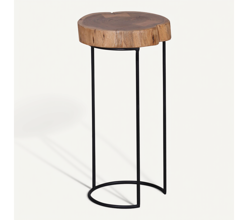 Table D'appoint Bois Massif 28x55x28cm Bout De Canapé Table De Salon