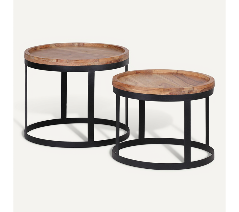 Tables Gigogne Bois Massif Table D'appoint Lot De 2 Table Basse Ensemble