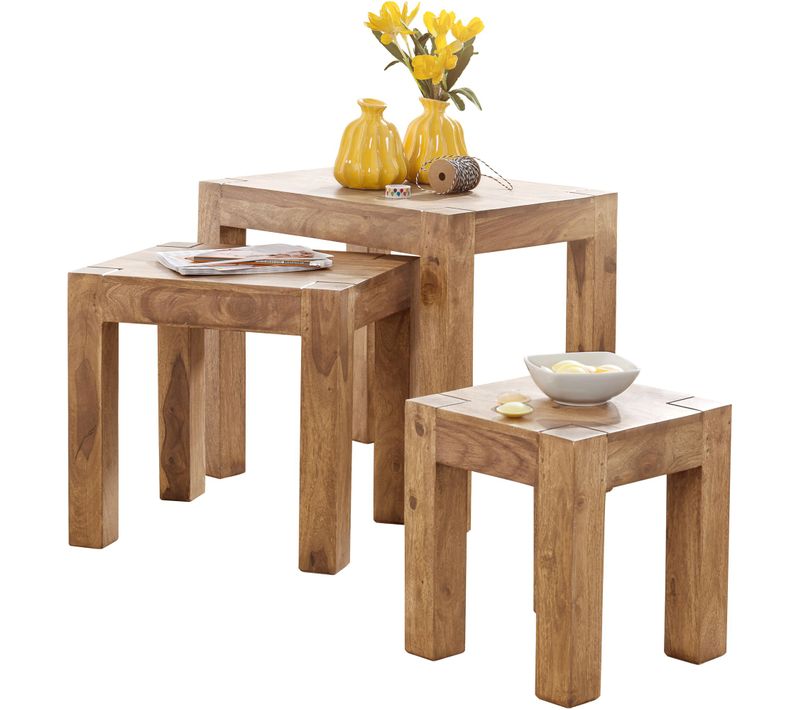 Tables Gigogne Bois Massif Table D'appoint Lot De 3 Table Basse Ensemble Acacia