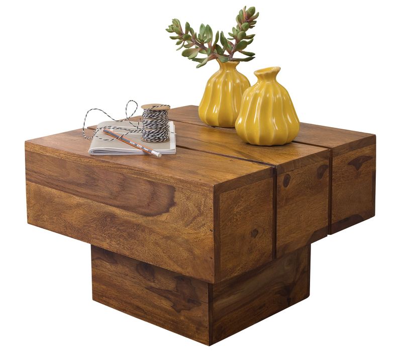 Table D'appoint Bois Massif 44x30x44cm Bout De Canapé Table De Salon Sheesham