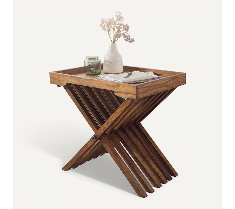 Table D'appoint Bois Massif 60x57x40 Cm Bout De Canapé Table De Salon