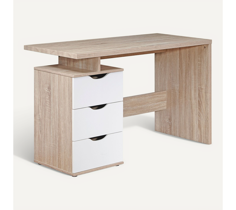 Table De Bureau 120x76x53cm Table PC Table D'ordinateur Sonoma / Blanc