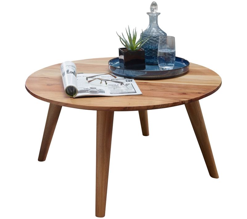 Table Basse Bois Massif 75x40x75 Cm Table D'appoint Table De Salon Rond