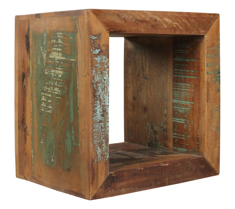 Étagère Debout Bois Massif 45x45x35cm Étagère Cube Table D'appoint Carré