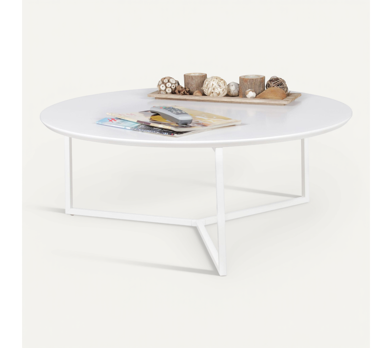 Table Basse Bois Blanc D. 80 Cm Table D'appoint Table De Salon Rond Design