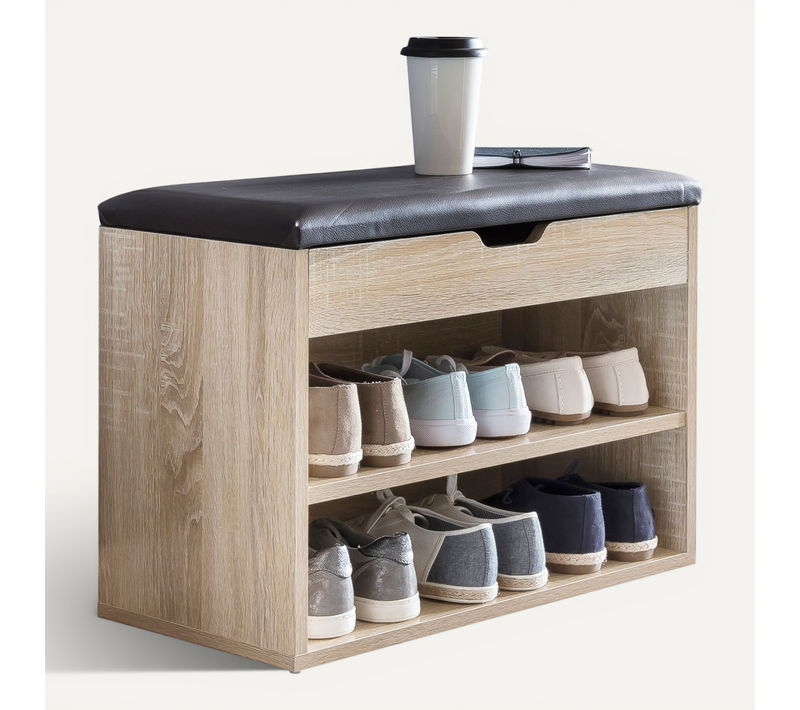 Banc De Rangement à Chaussure Entrée 60x40x30 Cm Étagère à Chaussures Marron