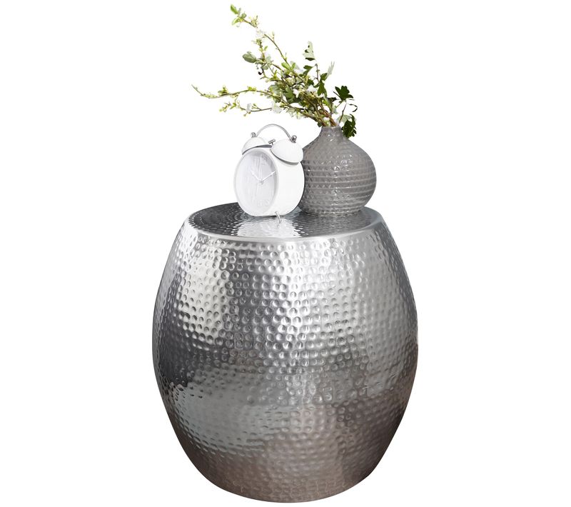Table D'appoint Métal 42x42x42 Cm Table Basse Design Bout De Canapé Rond Argent