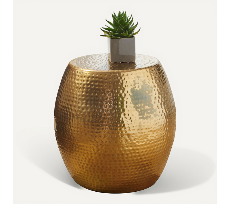 Table D'appoint Métal 42x42x42 Cm Table Basse Design Bout De Canapé Rond Dore