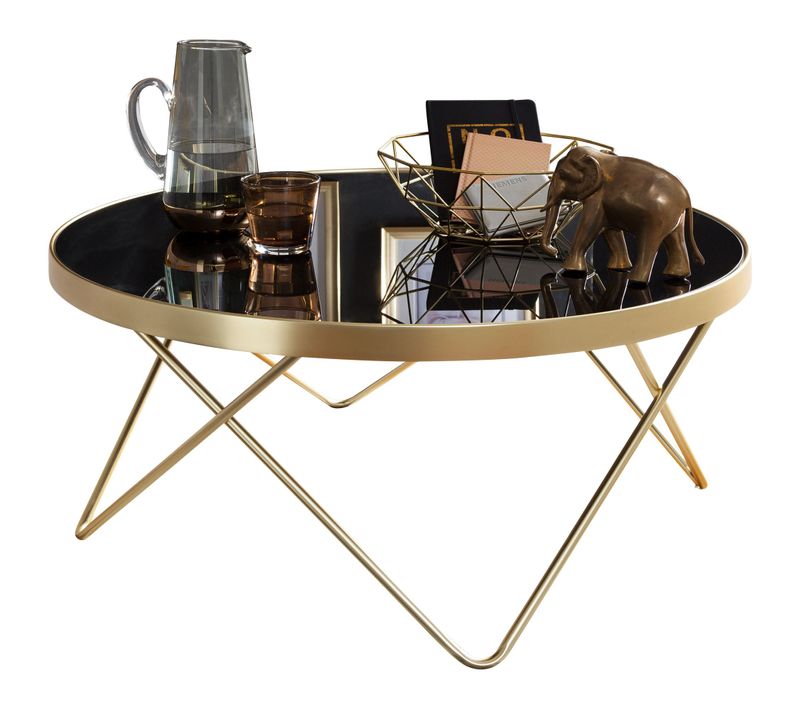 Table Basse Verre / Métal Ø 82 Cm Table D'appoint Table De Salon Rond