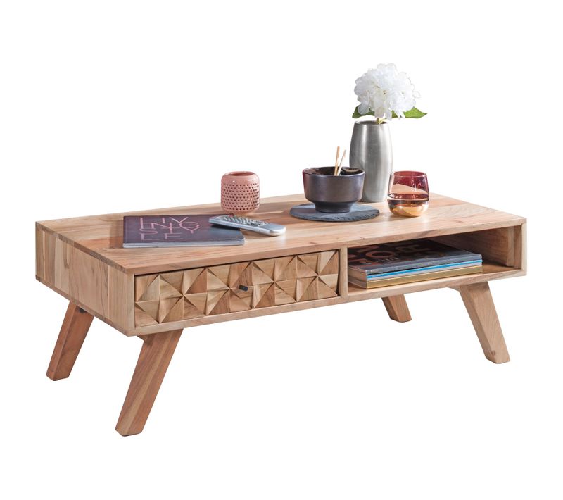 Table Basse Bois Massif 95x35x50 Cm Table D'appoint Design Table De Salon
