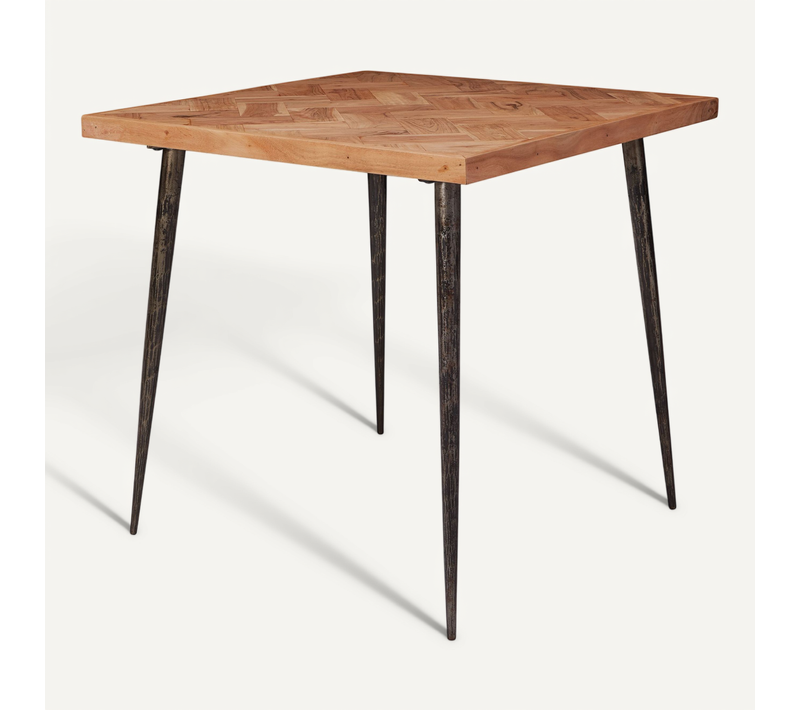 Table De Salle à Manger Bois Massif D’acacia Petite Carrée Industriel