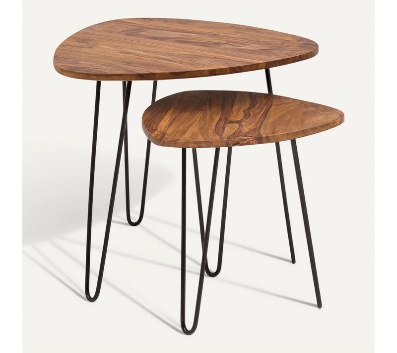 Tables Gigogne Bois Massif Table D'appoint Lot De 2 Table Basse Ensemble Sheesham