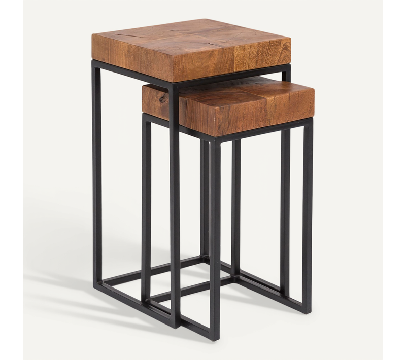 Tables Gigogne Bois Massif Table D'appoint Lot De 2 Table Basse Ensemble Sheesham