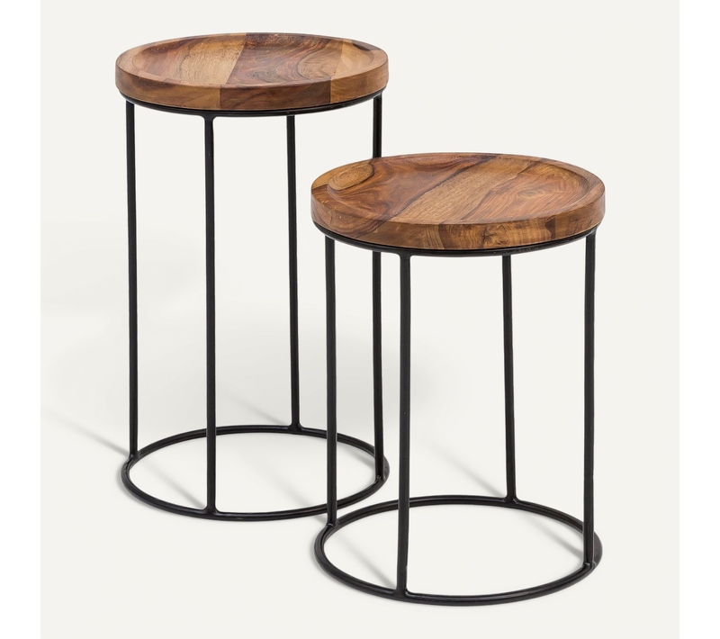 Tables Gigogne Bois Massif Table D'appoint Lot De 2 Table Basse Ensemble Sheesham