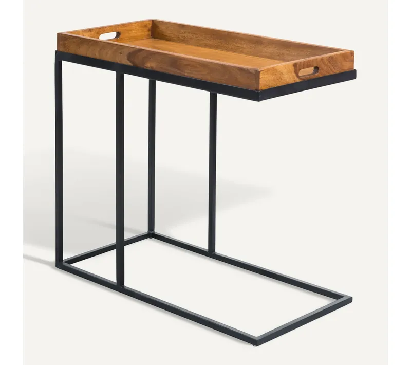 Table D'appoint Bois Massif 69x65x34cm Bout De Canapé Table De Salon