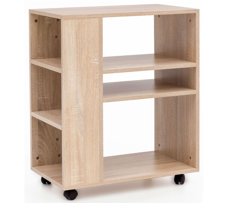 Étagère De Rangement Roulette 60x75x35 Cm Bibliothèque Ouverte Salon Gris