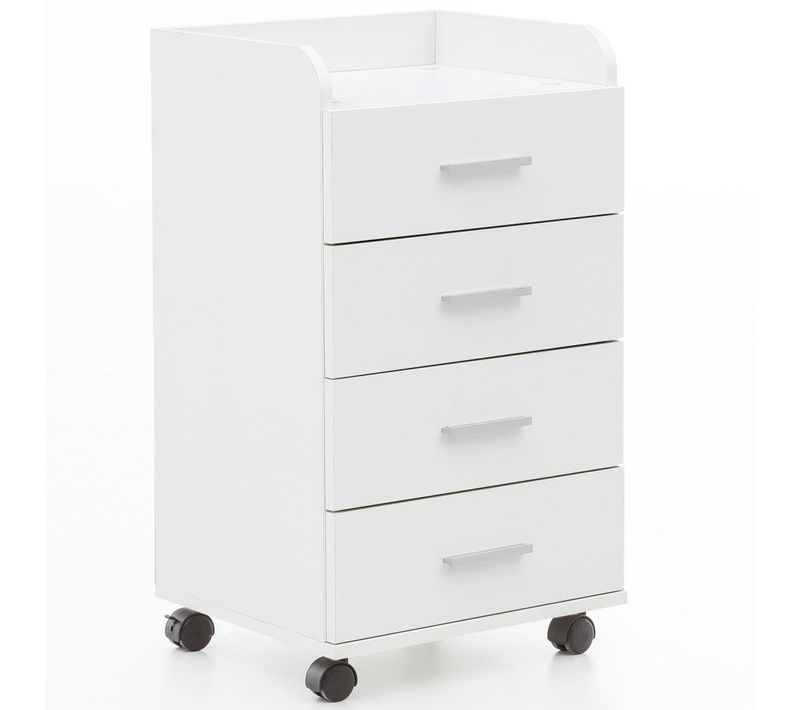 Caisson De Bureau 40x70,5x33 Cm Placard Rangement Mobile Avec Roulettes Blanc