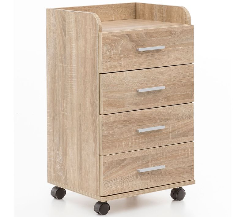 Caisson De Bureau 40x70,5x33 Cm Placard Rangement Mobile Avec Roulettes Marron