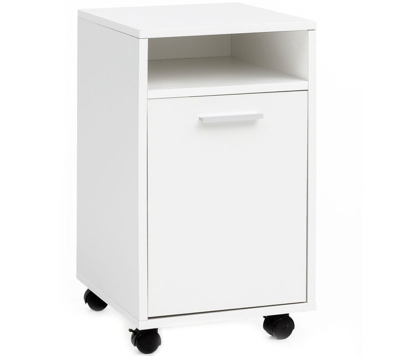 Caisson De Bureau 33x60x38 Cm Placard De Rangement Mobile Avec Roulettes Blanc