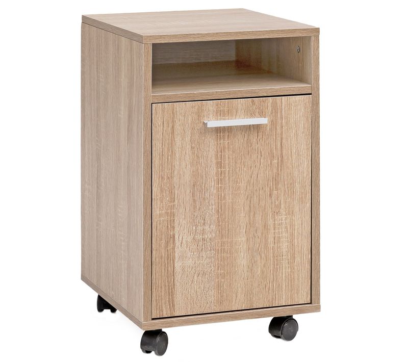 Caisson De Bureau 33x60x38 Cm Placard De Rangement Mobile Avec Roulettes Marron