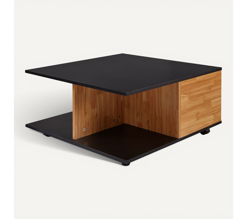 Table Basse 70x70 Cm Table De Salon Table Basse Avec 2 Tiroirs Gris