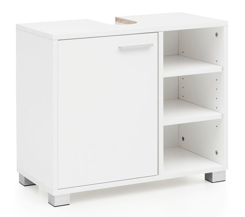 Évier Armoire Avec 60x55x32 Cm Blanc Meuble Vasque à Poser Design Bain