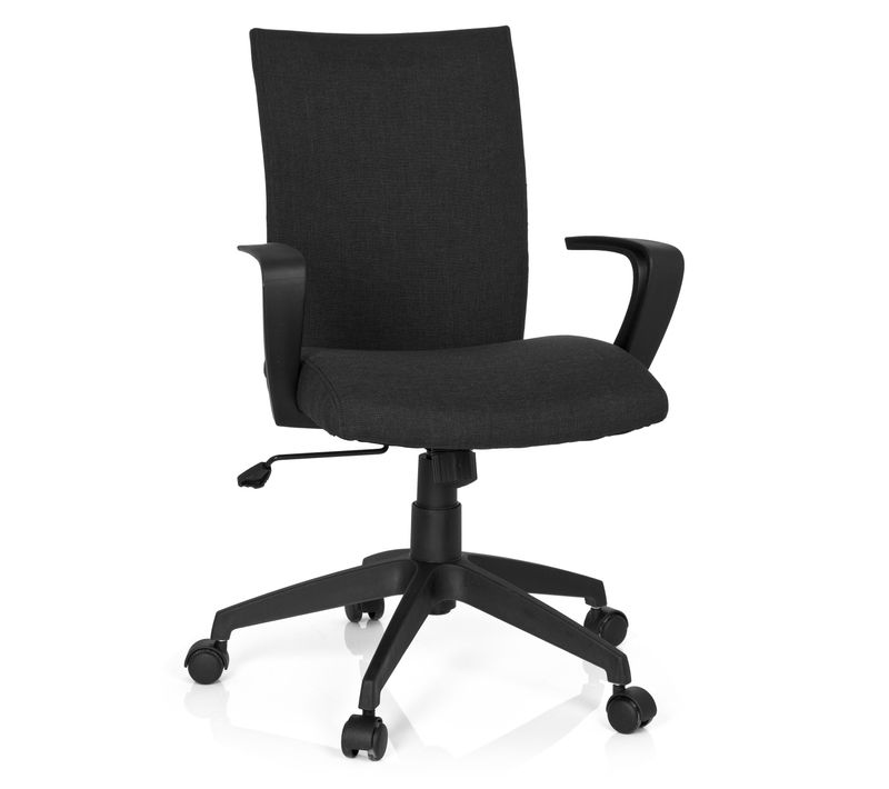 Chaise De Bureau Soft Tissu Noir Accoudoirs Compris