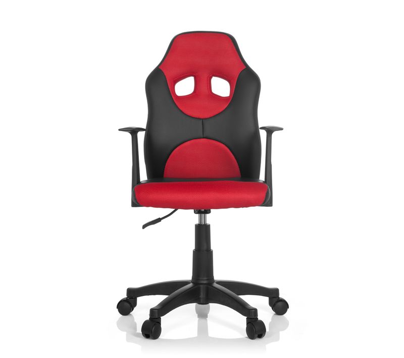 Chaise Pivotante Pour Des Enfants Kid Game Al Simili Noir/rouge Accoudoirs Compris
