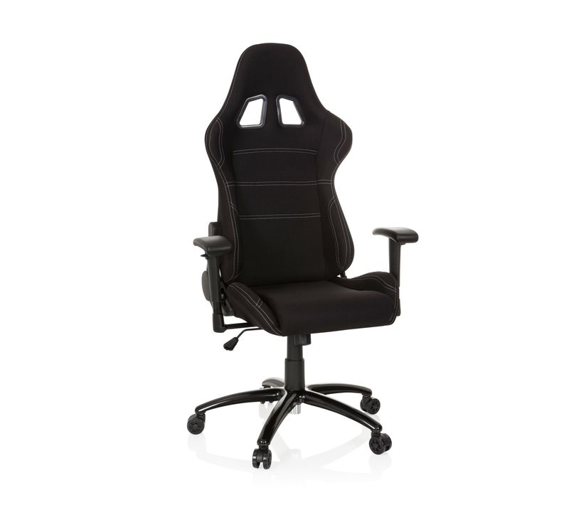 Fauteuil Gamer Game Force Tissu Noir Avec Accoudoirs (réglables En Hauteur)