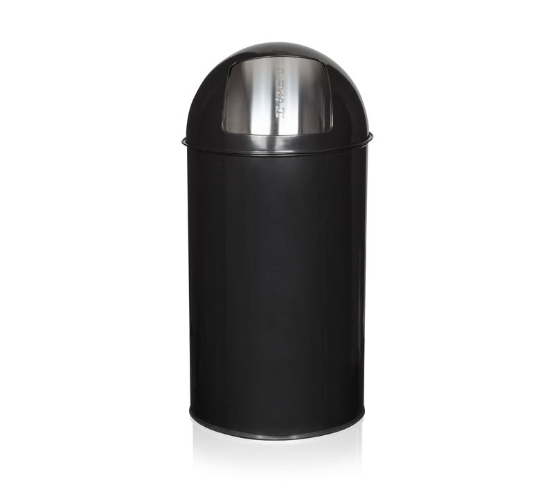 Poubelle Push 50l Tôle En Acier Noir
