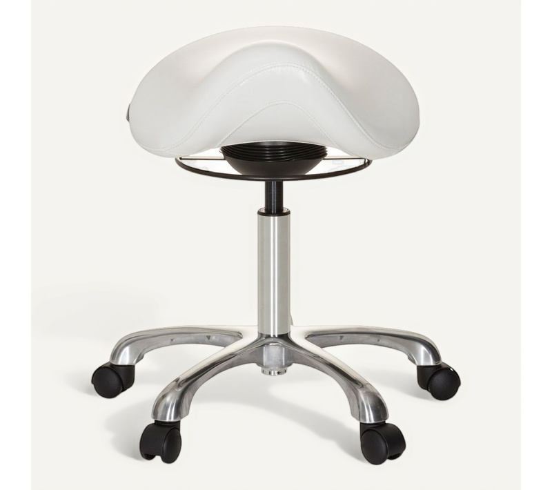 Tabouret De Selle Ortho Sit Simili Blanc Sans Accoudoirs