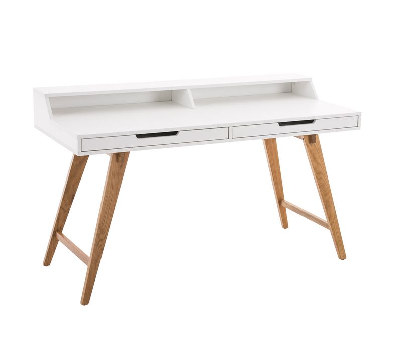 Table De Bureau Secrétaire Eaton En Mdf Piètement Bois De Chêne Blanc /140 Cm