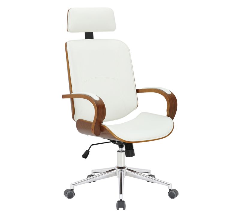 Fauteuil De Bureau Dayton En Similicuir Ajustable Et Pivotant Noyer / Blanc