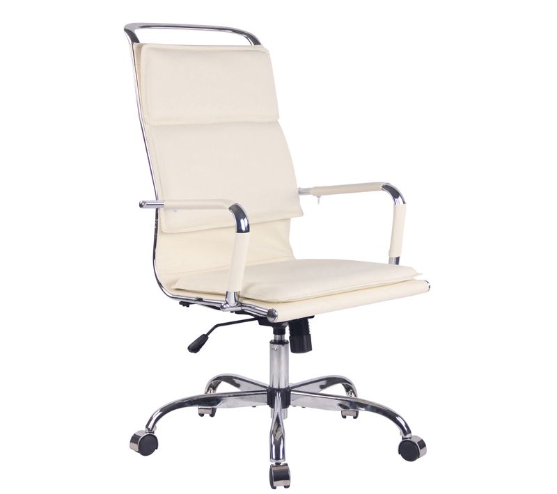 Chaise De Bureau Bedford En Similicuir Et Veritable Cuir Crème/similicuir